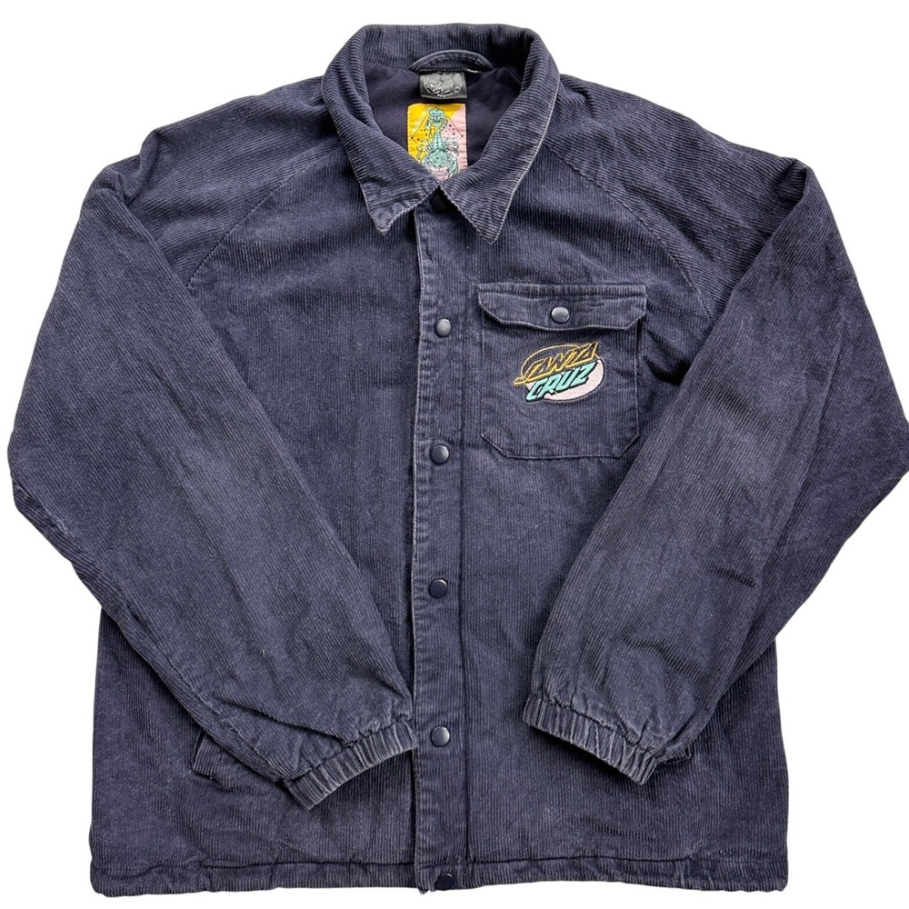 Santa Cruz Corduroy Coaches Jacket Mens Medium Navy Blue Excellent Skatewear